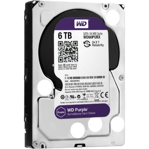 תמונה של דיסק קשיח פנימי לנייח WD 6TB Purple 5400rpm 64MB 3.5