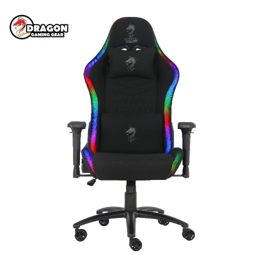 תמונה של כסא גיימינג מדגם  Dragon Space Plus עם תאורת RGB שחור - בד