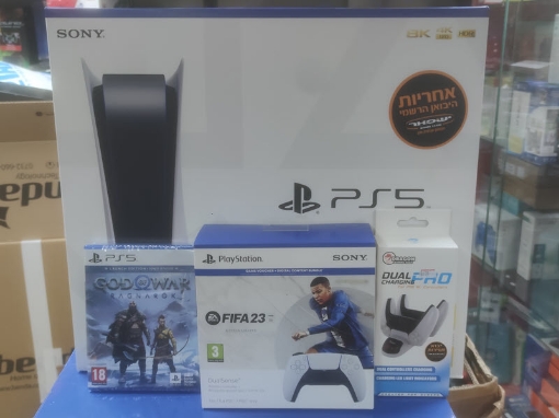 תמונה של סוני 5 פלייסטיישן 5 בלו-ריי Ps5 Playstation 5 Blu-Ray 825Gb חבילת Fifa 23 גוד אוף וור + מטען זוגי