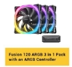 תמונה של מאוררים למארז Antec Fusion 120mm ARGB 3PACK Fan And Conntroller