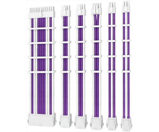 תמונה של כבלים מאריכים Antec Sleeved extension Cable Kit Purple/White