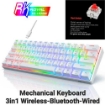 תמונה של מקלדת מכנית 60%, RK ROYAL KLUDGE RK61 3IN1 WHITE - RED SWITCH