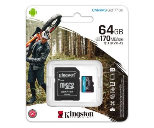 תמונה של כרטיס זכרון Kingston Canvas Go! PLUS 64GB 170MB/S Micro-SD