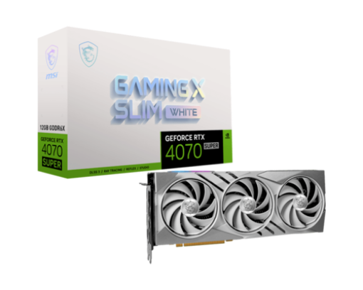 תמונה של כרטיס מסך לבן MSI GeForce RTX 4070 SUPER 12G GAMING X SLIM WHITE