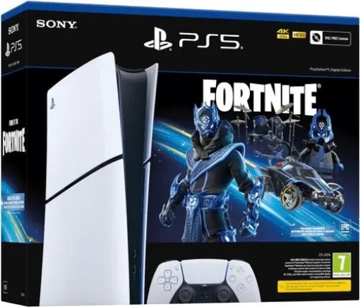 תמונה של קונסולה לבנה ללא כונן PLAYSTATION 5 SLIM 1TB Digital Fortnite Colbat Star